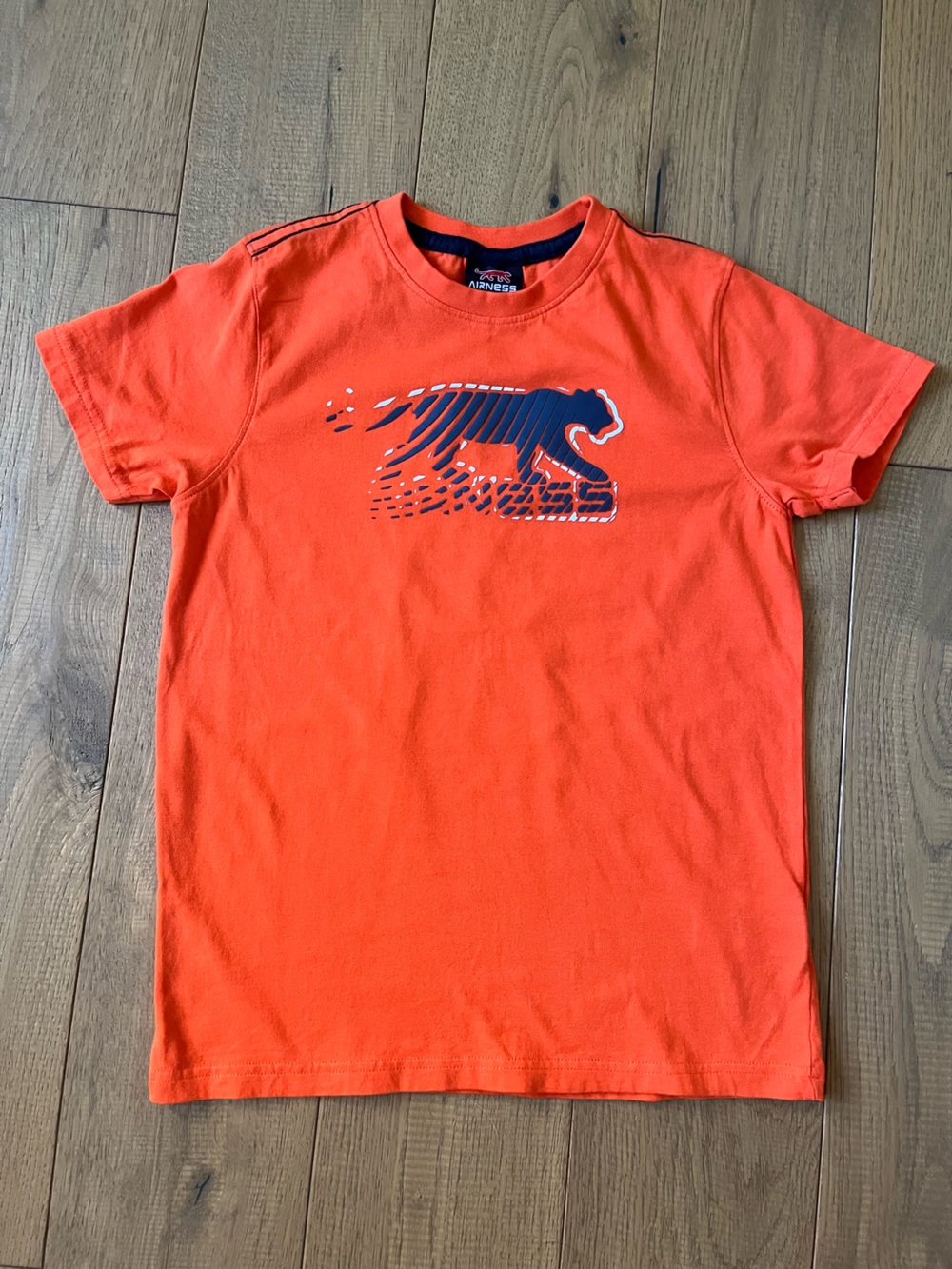 Orange + Tiger Graphic Kids Short Sleeve Tee size 8 100% Cotton